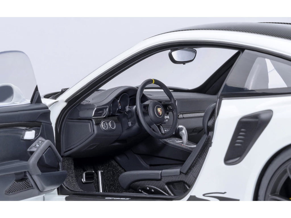 Porsche 911 (991.2) GT3 RS Weissach Package White with Carbon Hood and Top 1/18 Model Car by Autoart