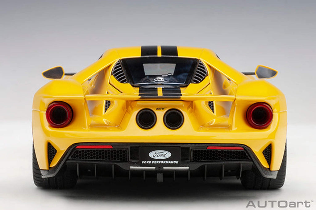 2017 Ford GT Triple Yellow with Black Stripes 1/18 Model Car by Autoart