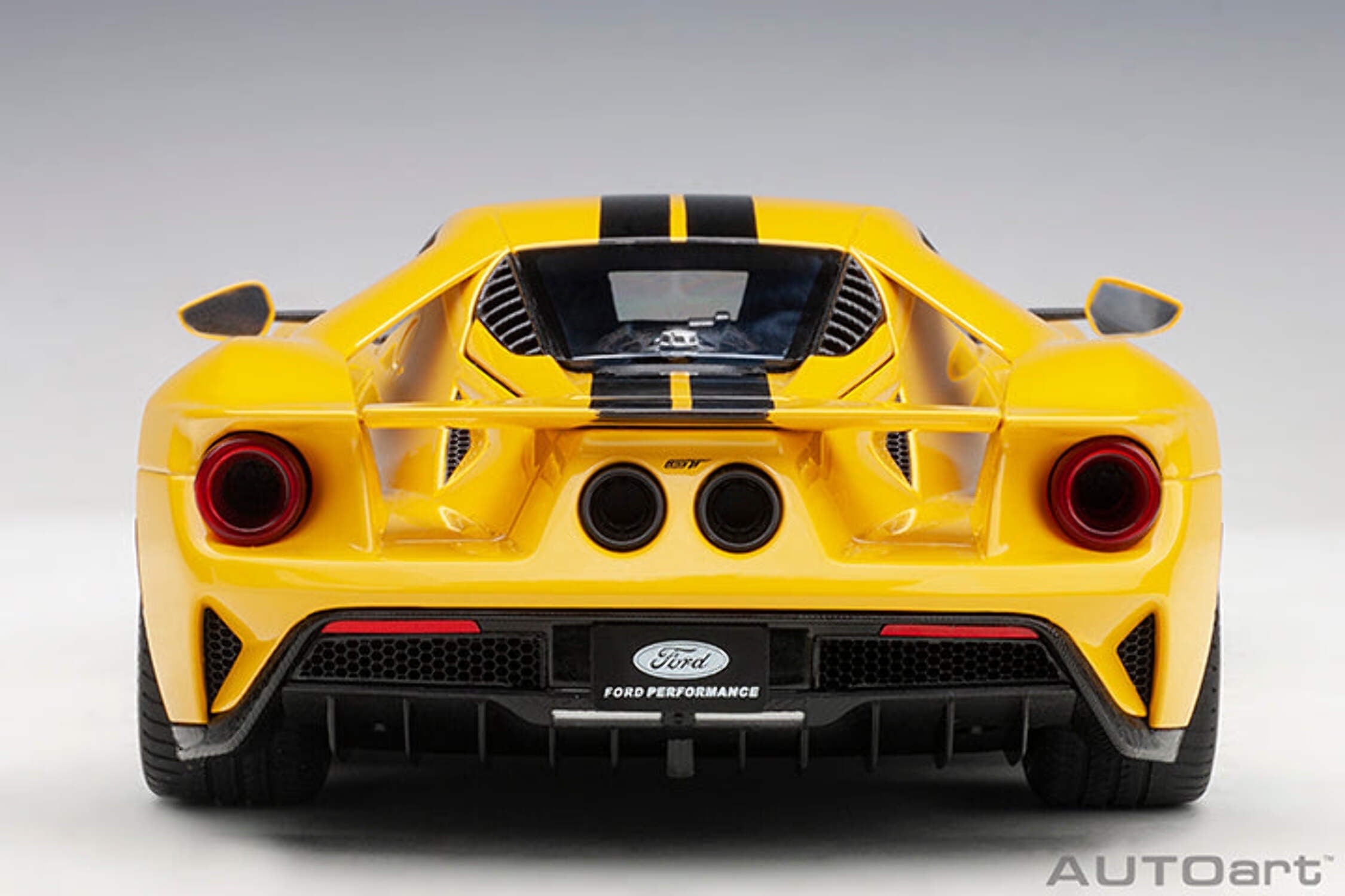 2017 Ford GT Triple Yellow with Black Stripes 1/18 Model Car by Autoart