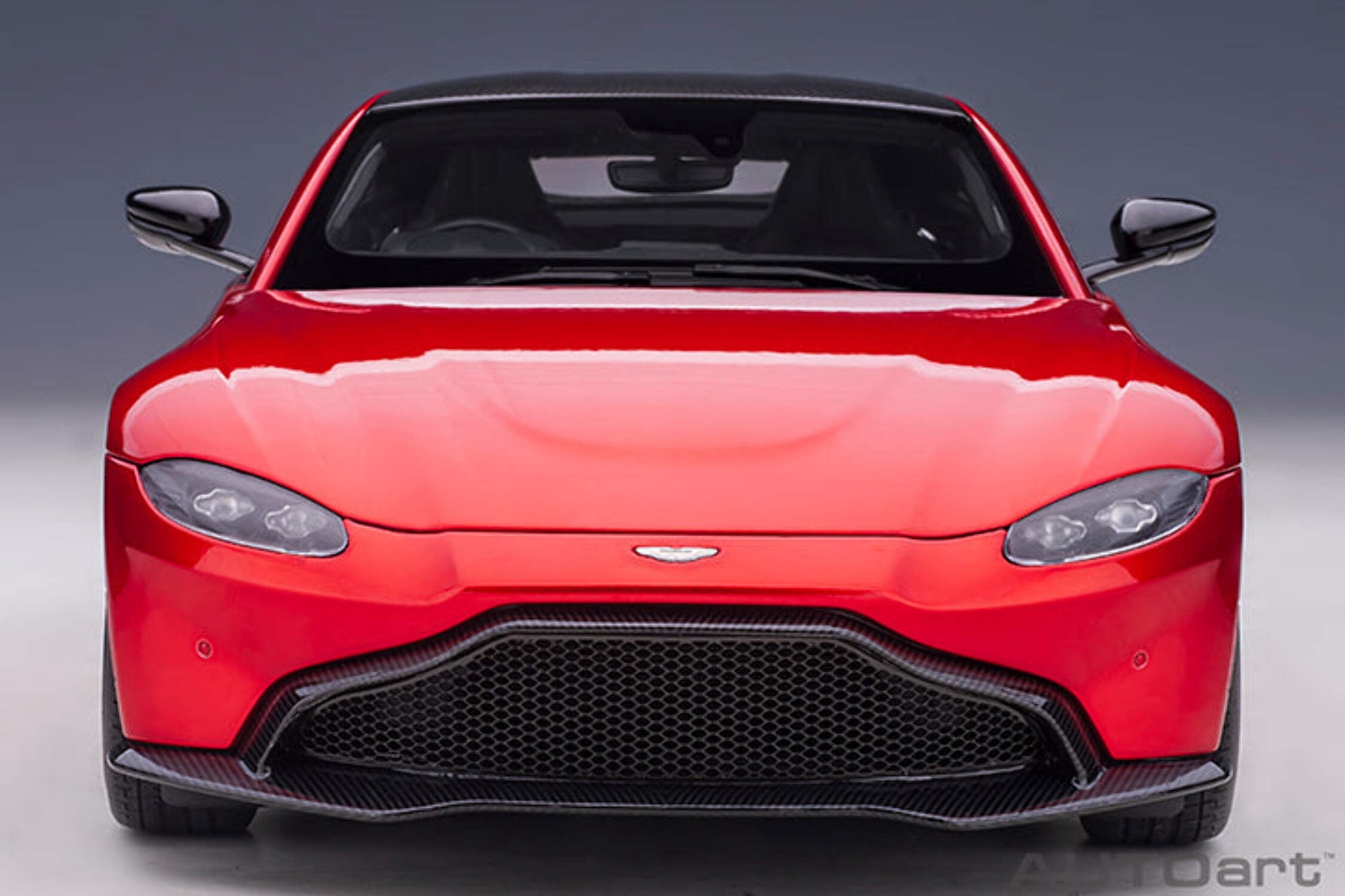 2019 Aston Martin Vantage RHD (Right Hand Drive) Hyper Red Metallic with Carbon Top 1/18 Model Car by Autoart