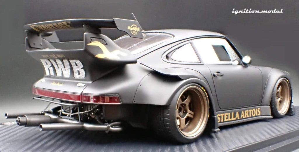 Ignition-Model Porsche 911 RWB 930 Matte Black w/ SSR SP1 Wheels 1:18