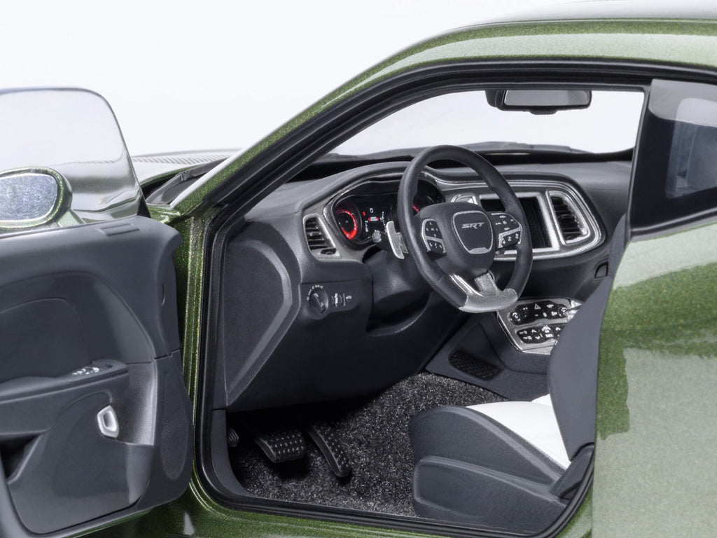 2022 Dodge Challenger SRT Jailbreak F8 Green with Carbon Stripes 1/18 Model Car by Autoart
