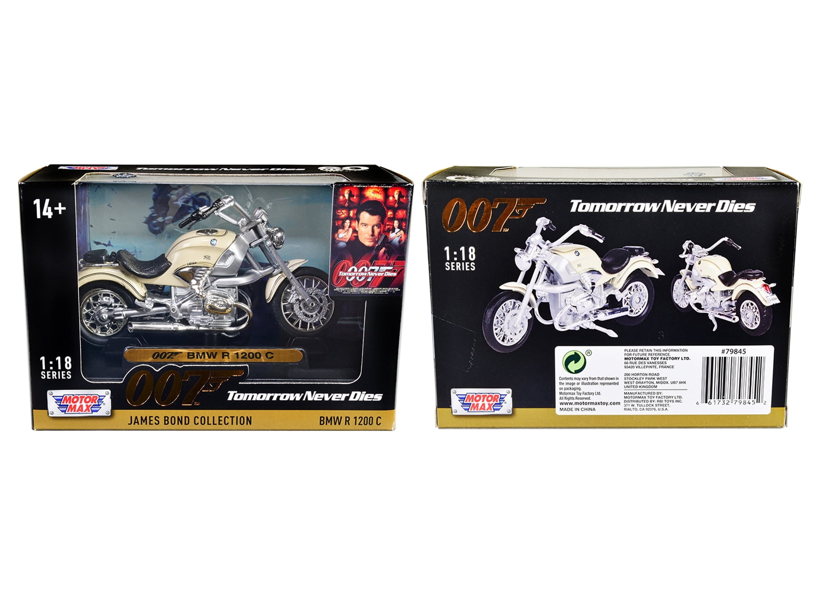 BMW R 1200 C Motorcycle Cream James Bond 007 "Tomorrow Never Dies" (1997) Movie 1/18 Diecast Model Car by Motormax