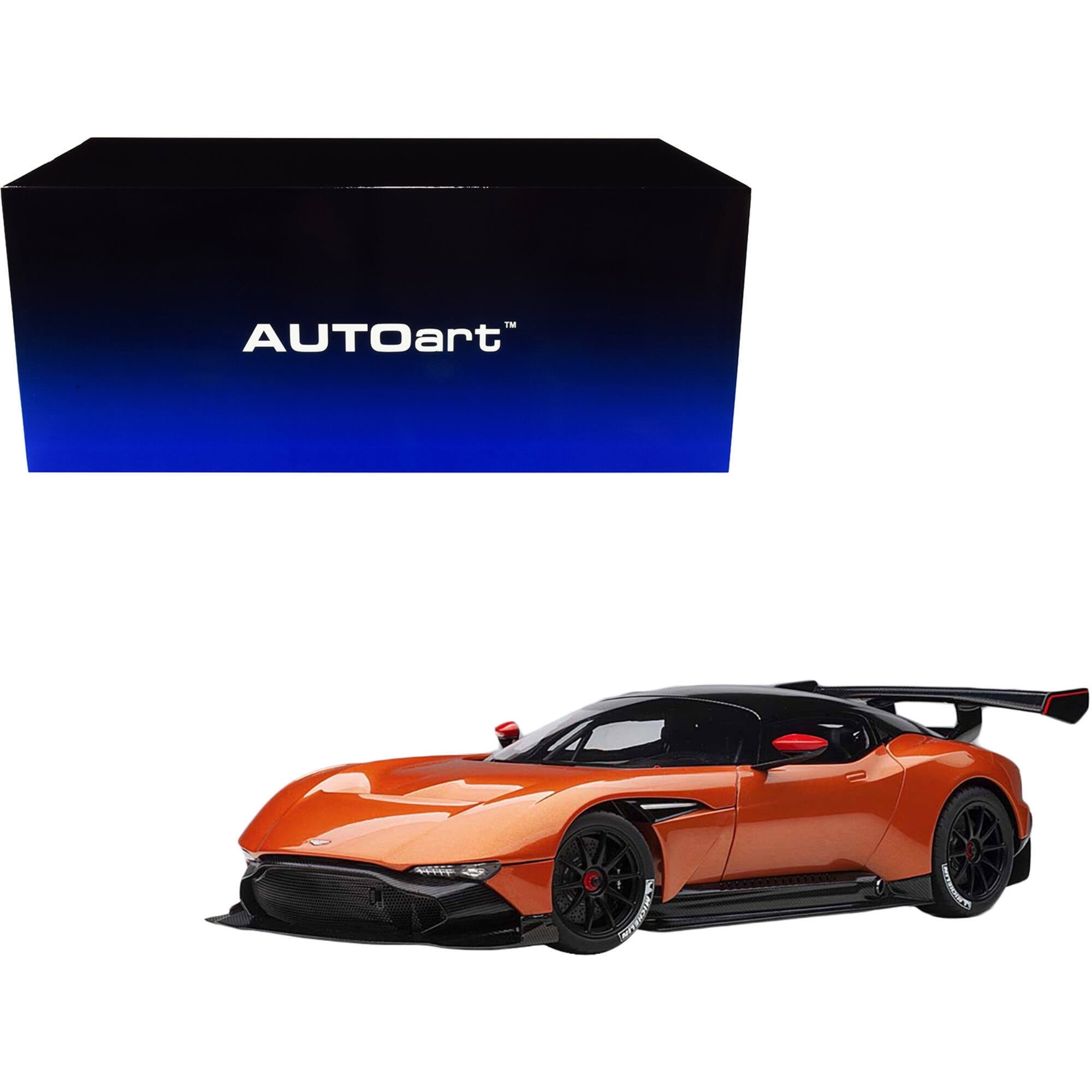 Aston Martin Vulcan Madagascar Orange with Carbon Top 1/18 Model Car by Autoart