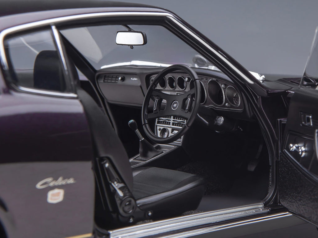 1973 Toyota Celica Liftback 2000GT (RA25) RHD (Right Hand Drive) Dark Purple Metallic 1/18 Model Car by Autoart