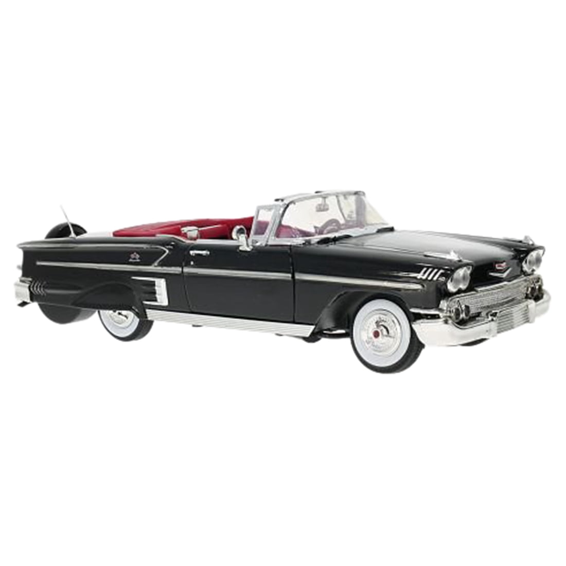 1958 Chevrolet Impala Convertible Black with Red Interior "Timeless Classics" 1/18 Diecast Model Car by Motormax