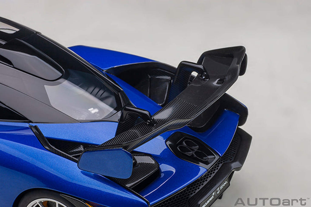 Mclaren Senna Trophy Kyanos Blue and Black with Carbon Accents 1/18 Model Car by Autoart