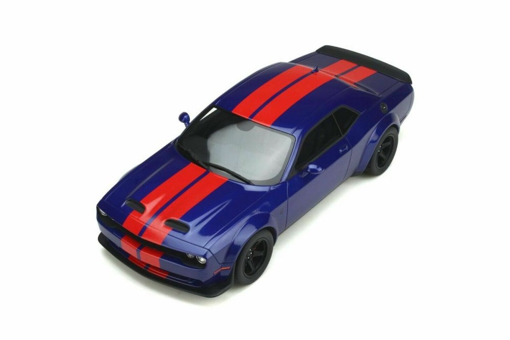 2021 Dodge Challenger Super Stock, Indigo Blue and Red - GT Spirit GT362 - 1/18 scale Resin Model Toy Car