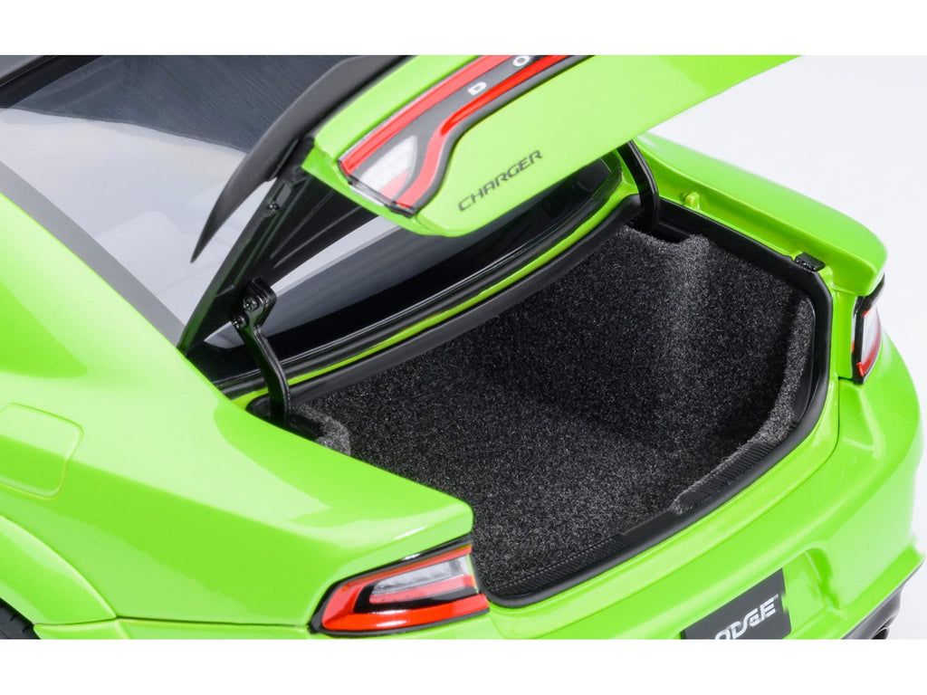 Dodge Charger Scat Pack Widebody Sublime Green with Matt Black Hood and Top 1/18 Car Model by Autoart