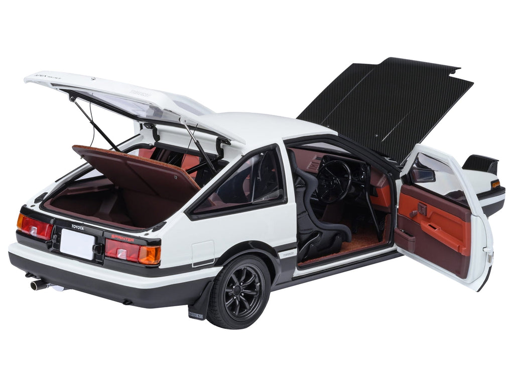 Toyota Sprinter Trueno (AE86) RHD "Project D Final Version" White w/Carbon Hood "Initial D" 1995-2013 1/18 Model Car by Autoart