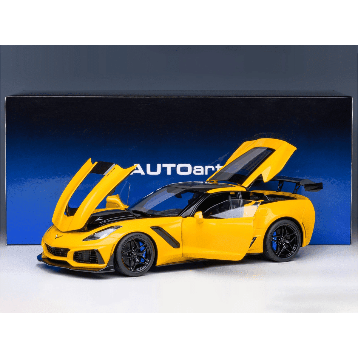 2019 Chevrolet Corvette C7 ZR1 Corvette Racing Yellow Tintcoat with Carbon Top 1/18 Model Car by Autoart
