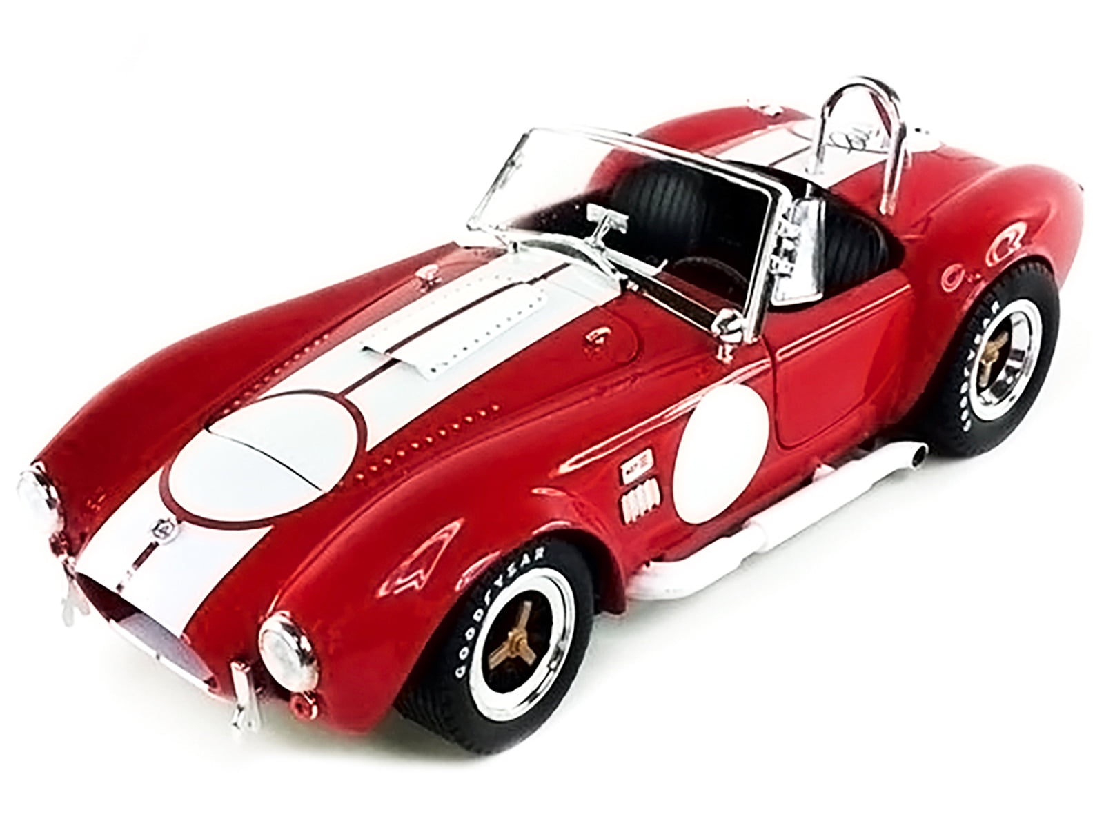 1965 Shelby Cobra 427 S/C Red w/White Stripes w/Printed Carroll Shelby's Signature on the Trunk 1/18 Diecast Shelby Collectibles