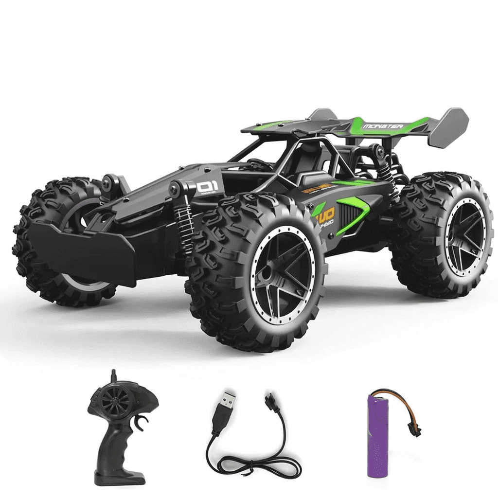 1:18 Scale Remote Control Car, 2.4GHz High Speed RC Monster Truck, Off-Road All-Terrain Toy Buggy with Rechargeable Battery for Kids Ages 6+
