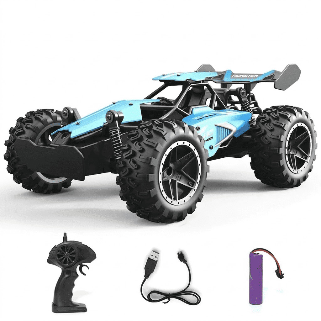 1:18 Scale Remote Control Car, 2.4GHz High Speed RC Monster Truck, Off-Road All-Terrain Toy Buggy with Rechargeable Battery for Kids Ages 6+