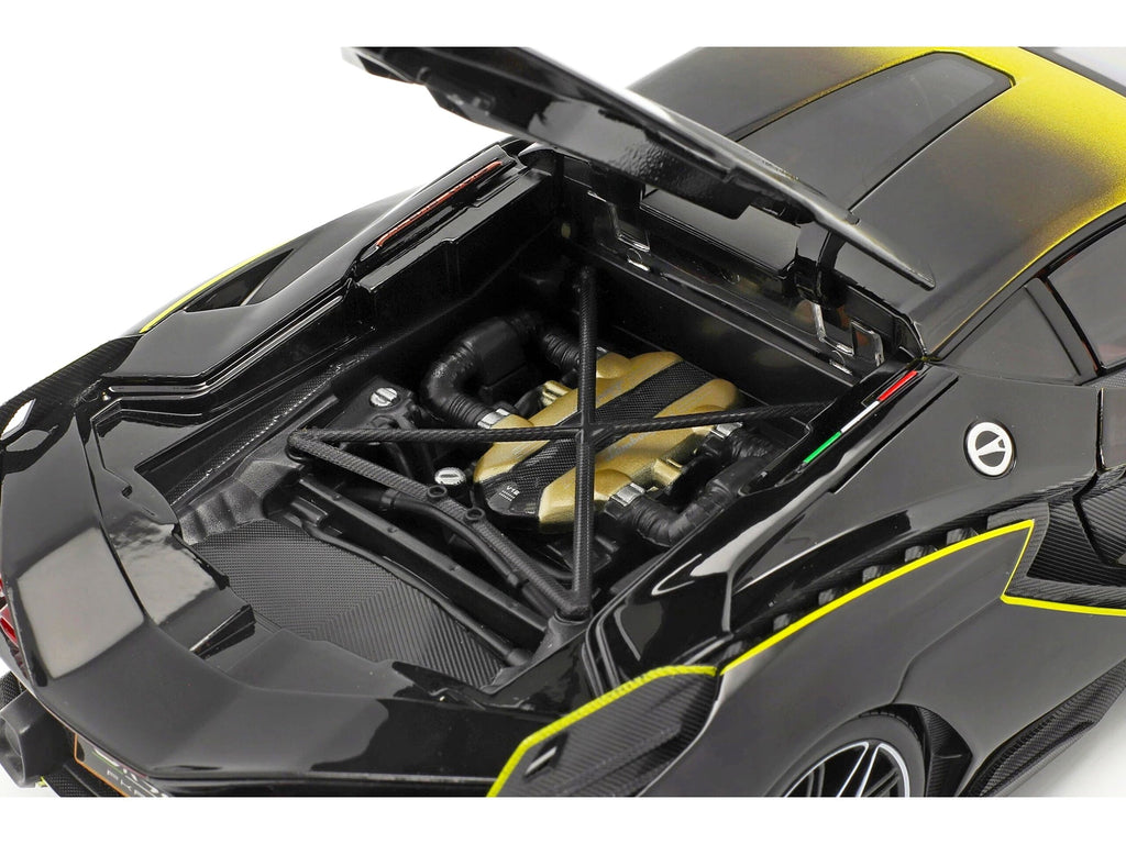 Lamborghini Sian FKP 37 #63 Yellow Metallic and Black 1/18 Diecast Model Car by Bburago