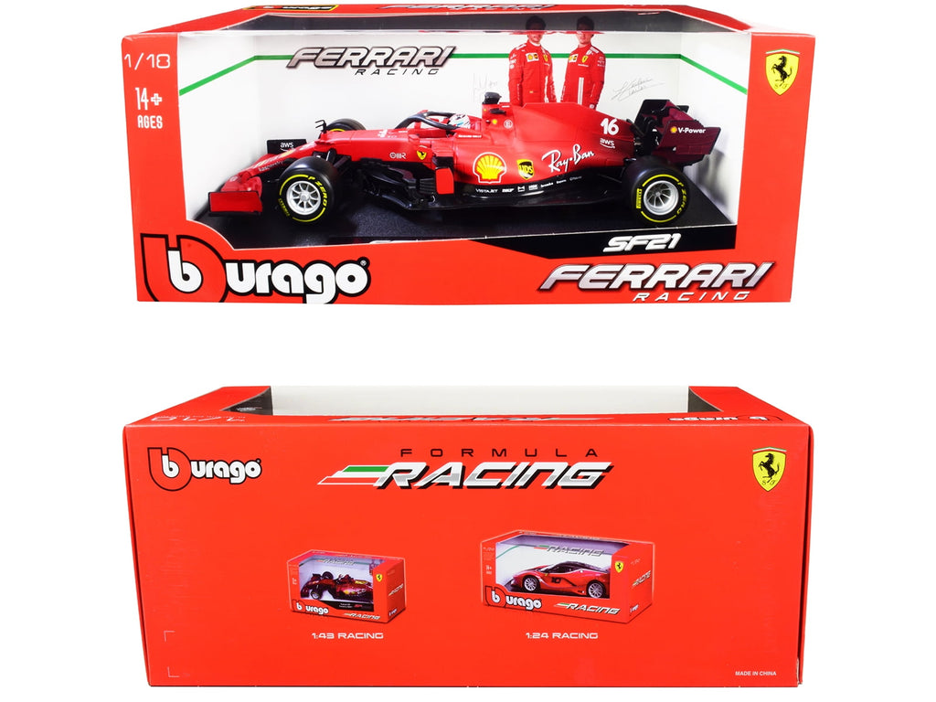 Ferrari SF21 #16 Charles Leclerc Formula One F1 Car "Ferrari Racing" Series 1/18 Diecast Model Car by Bburago