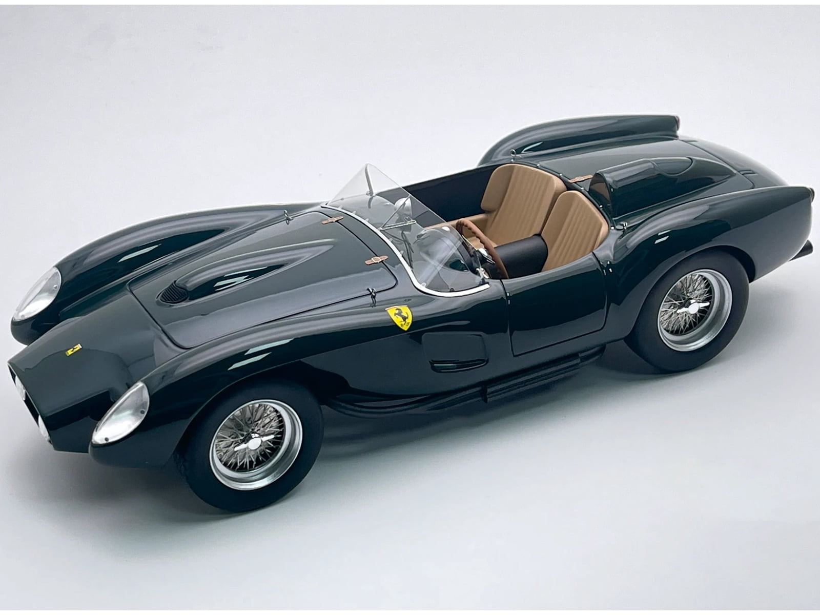 1958 Ferrari 250 TR Pontoon-Fender "Street Version" Green "Mythos Series" with Display Case 1/18 Model Car by Tecnomodel.