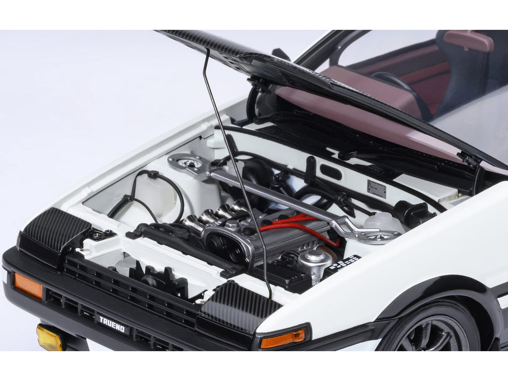 Toyota Sprinter Trueno (AE86) RHD "Project D Final Version" White w/Carbon Hood "Initial D" 1995-2013 1/18 Model Car by Autoart