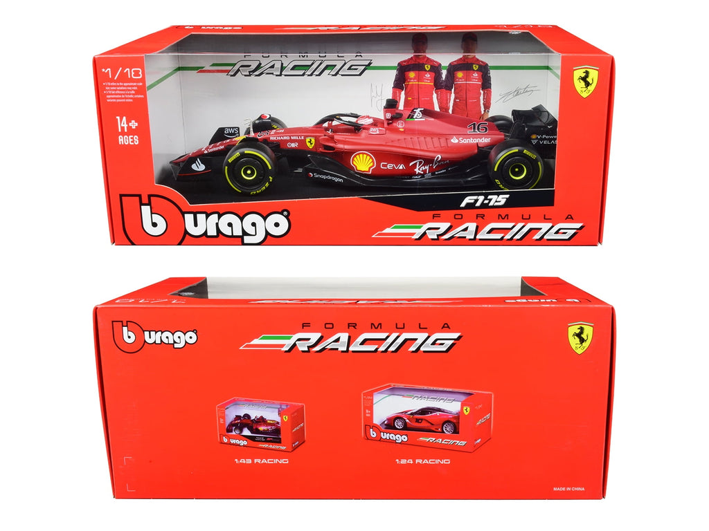 Ferrari F1-75 #16 Charles Leclerc "Ferrari Racing" Formula One F1 (2022) "Formula Racing" 1/18 Diecast Model Car by Bburago