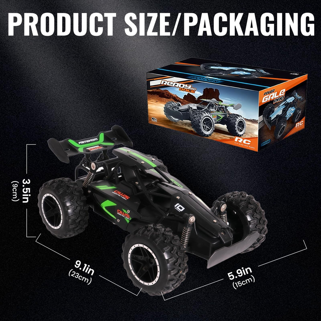 1:18 Scale Remote Control Car, 2.4GHz High Speed RC Monster Truck, Off-Road All-Terrain Toy Buggy with Rechargeable Battery for Kids Ages 6+