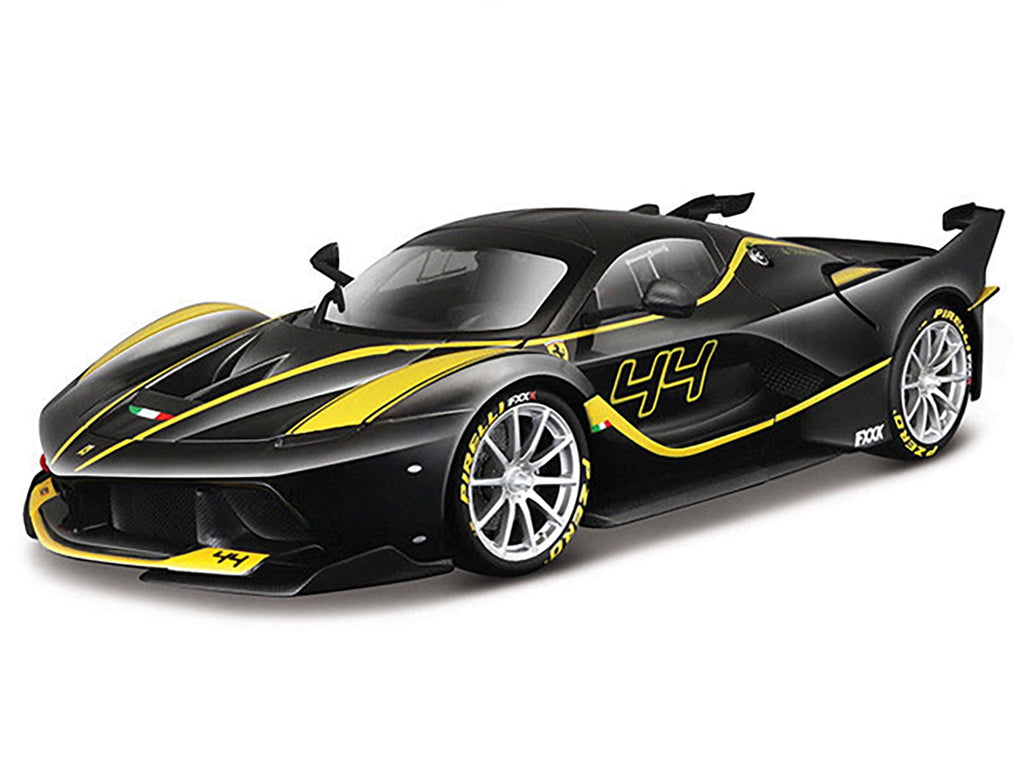 Ferrari FXX-K #44 Black with Yellow Stripes "Signature Series" 1/18 Diecast Model Car by Bburago