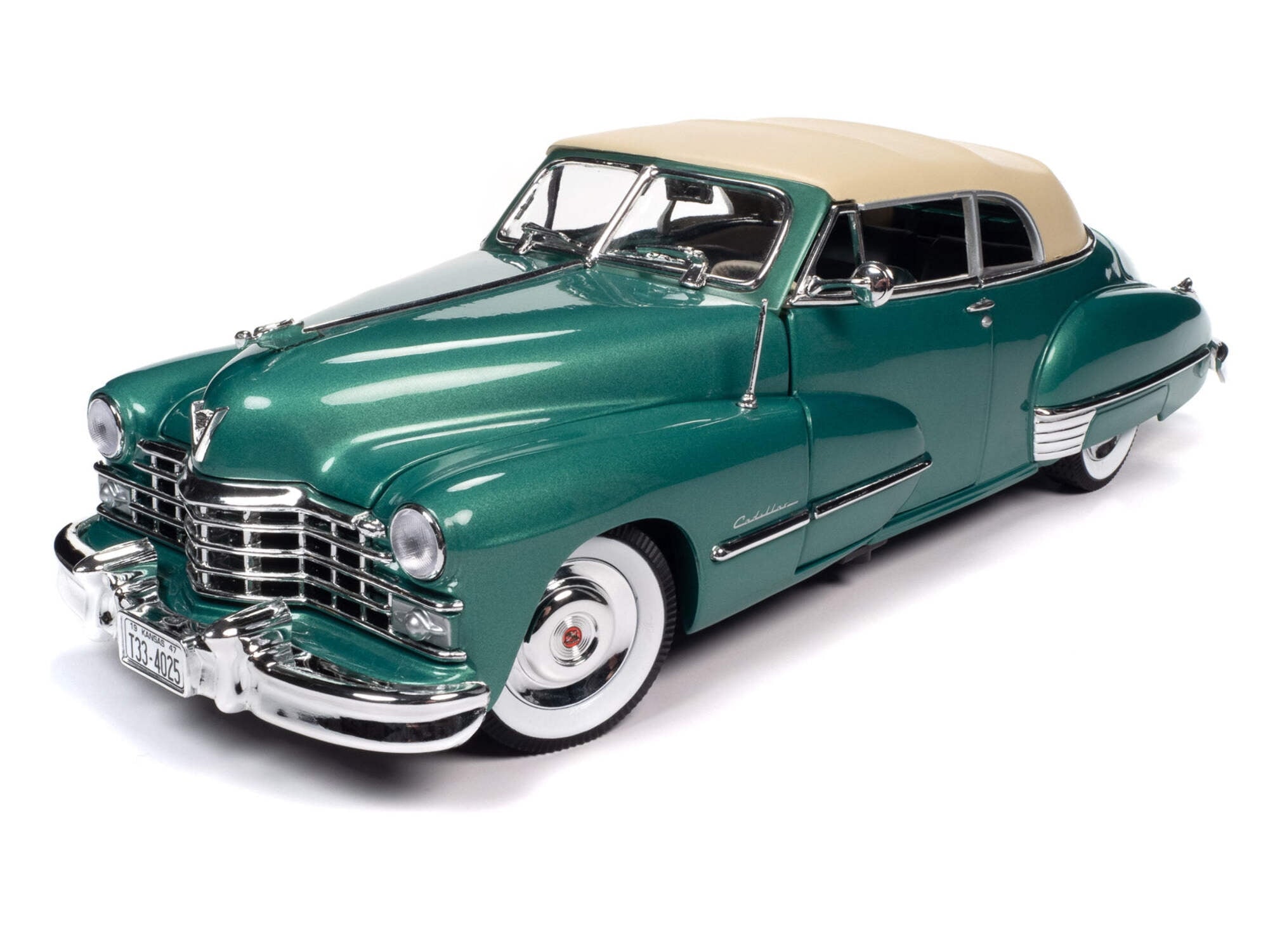 1947 Cadillac Series 62 Soft Top Ardsley Green Metallic with Tan Soft Top 1/18 Diecast Model Car by Auto World