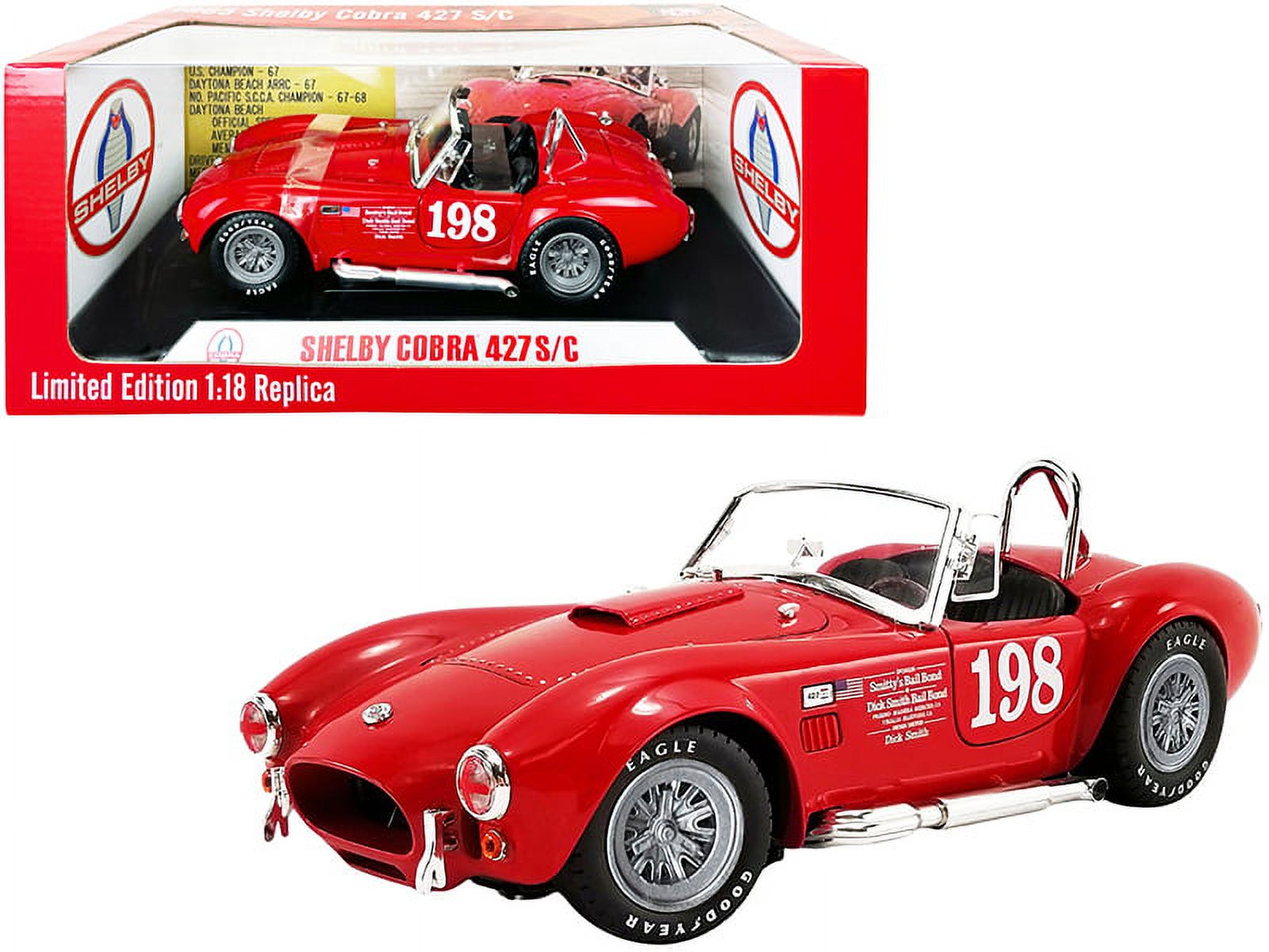 1965 Shelby Cobra 427 S/C Convertible #198 Red ACME Exclusive 1/18 Diecast Model Car by Shelby Collectibles