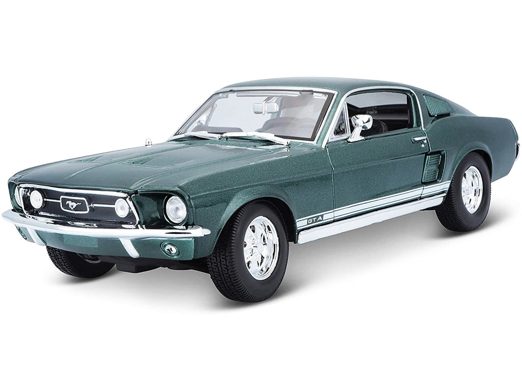 1967 Ford Mustang GTA Fastback Green Metallic with White Stripes 1/18 Diecast Model Car by Maisto