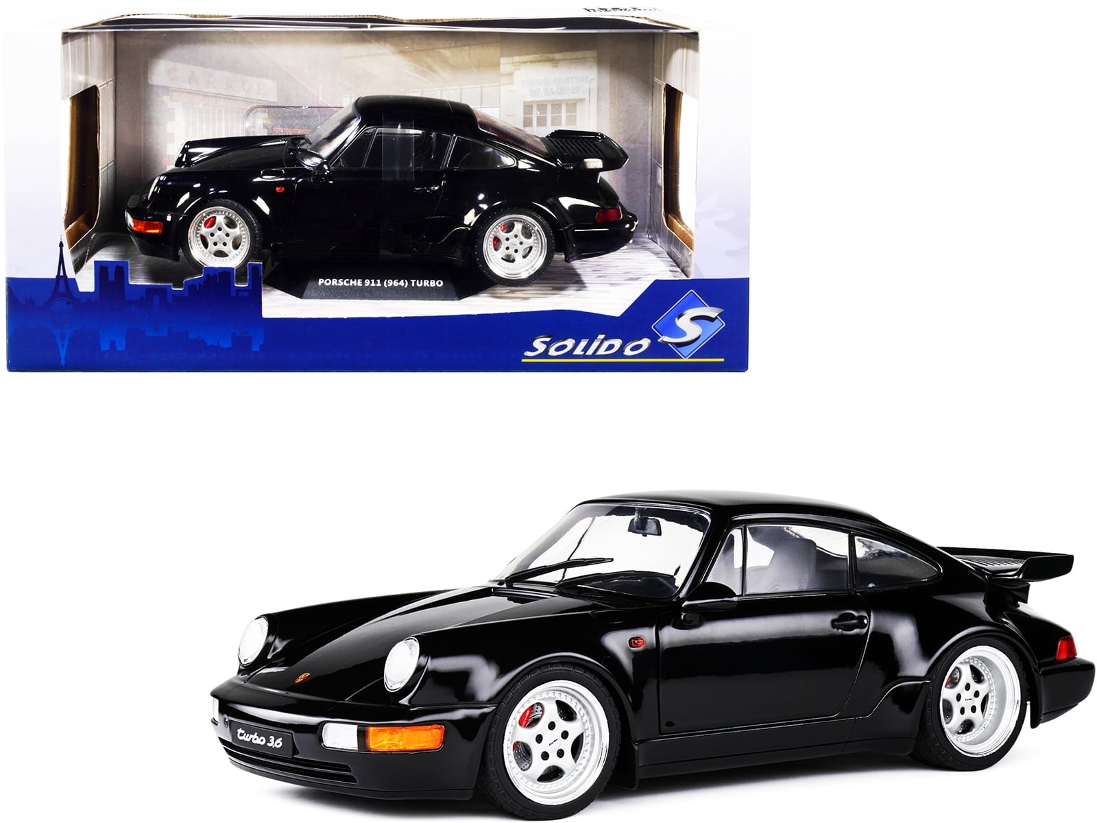 Solido 1993 Porsche 964 Turbo Collectible Miniature Car, 1:18, Black