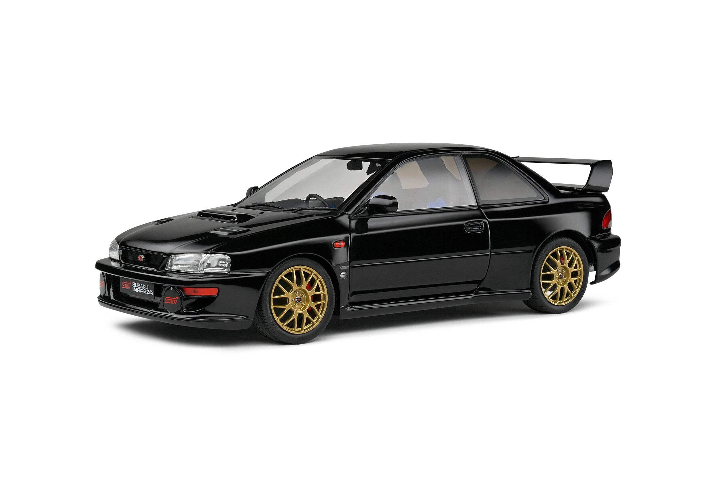 1998 Subaru Impreza 22B RHD (Right Hand Drive) Black with Gold Wheels 1/18 Diecast Model Car by Solido