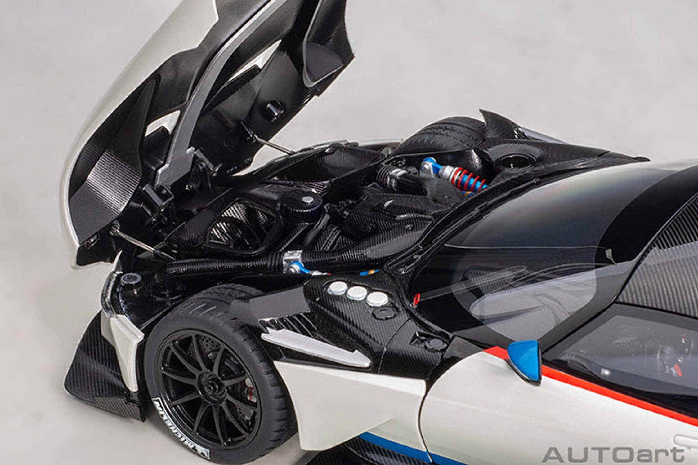 Aston Martin Vulcan Stratus White with Red and Blue Stripes 1/18 Model Car by Autoart