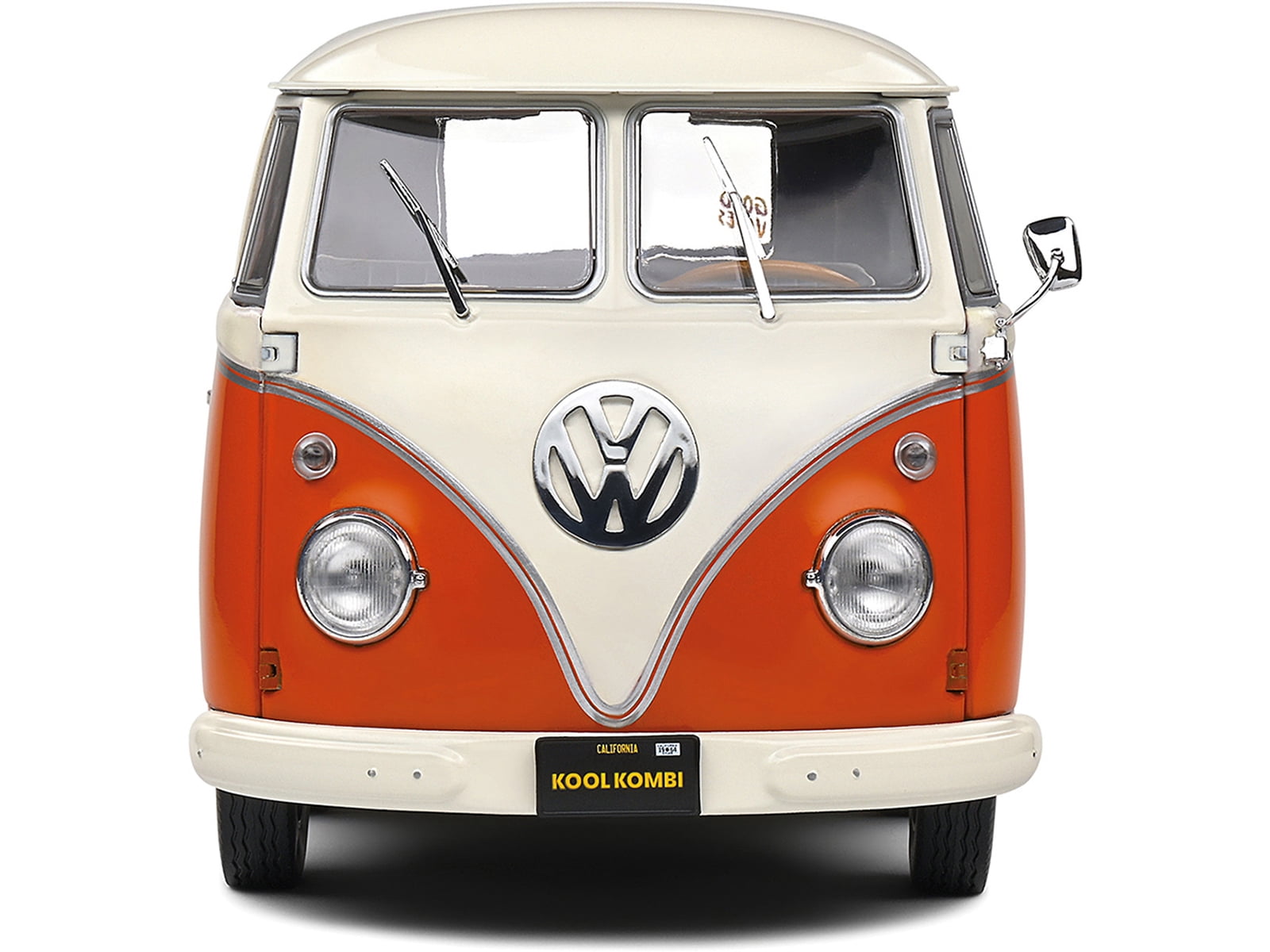 1950 Volkswagen Kool Kombi Van with Trailer Orange and White 1/18 Diecast Model Car by Solido