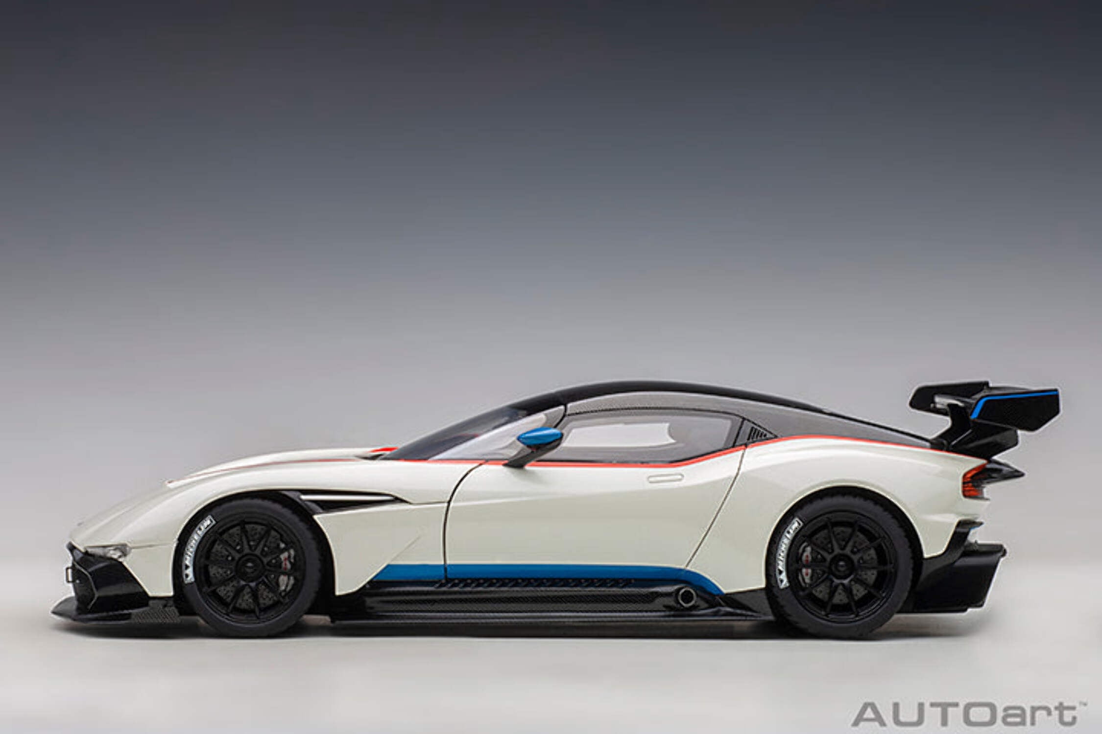 Aston Martin Vulcan Stratus White with Red and Blue Stripes 1/18 Model Car by Autoart