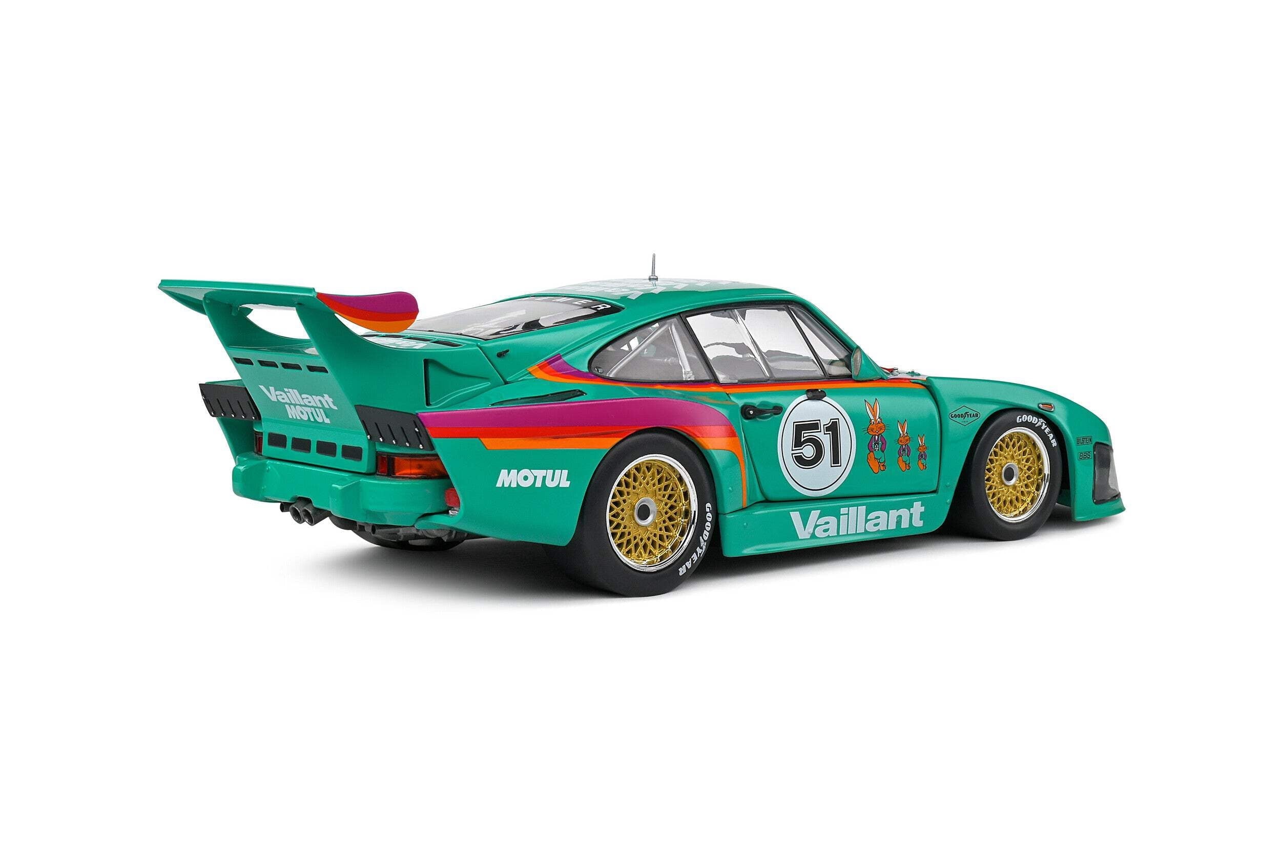 Porsche 935 K3 #51 "Kremer - Vaillant" Green with Stripes and Graphics "Competition" Series 1/18 Diecast Model Car by Solido