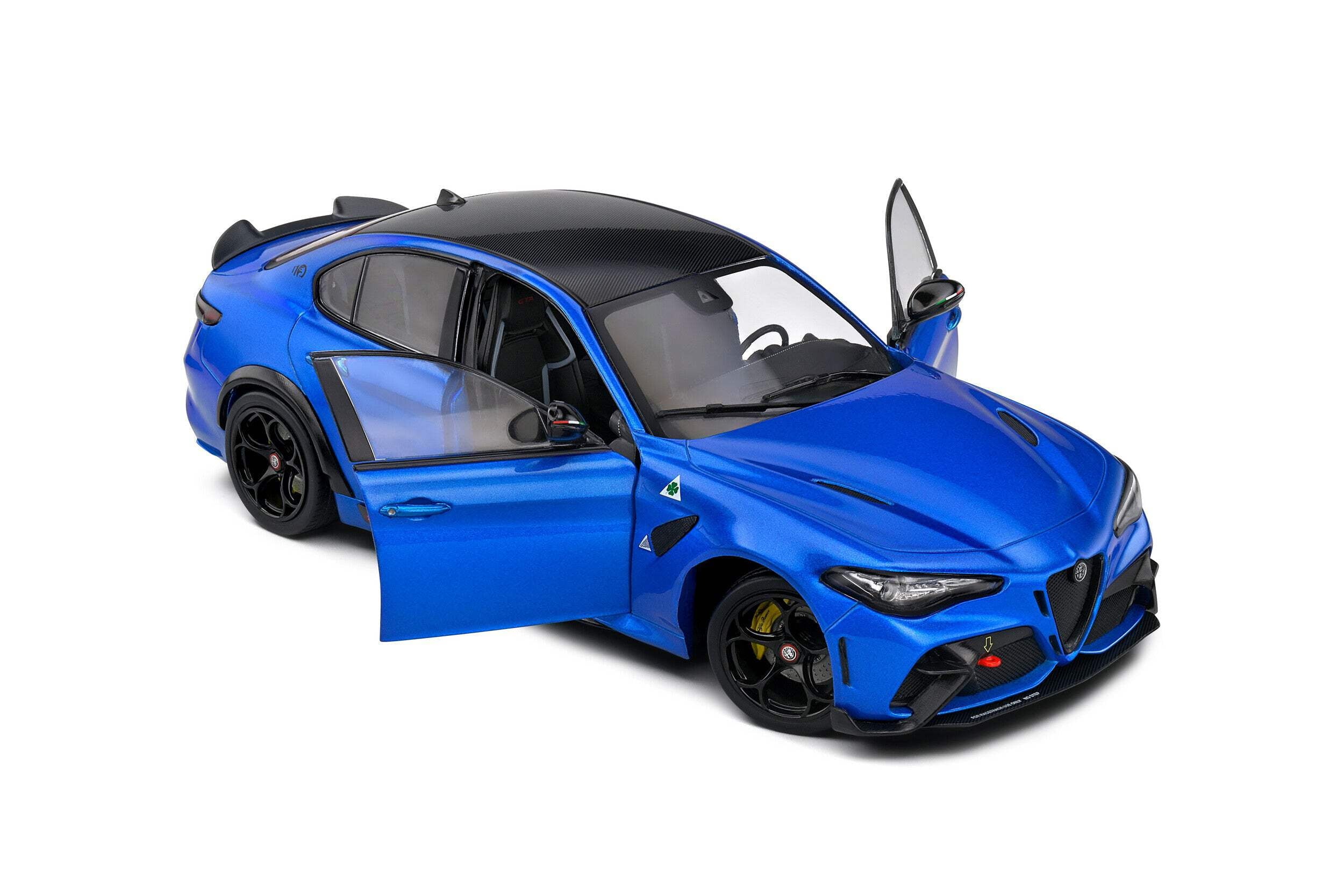 2022 Alfa Romeo Giulia GTA Anodized Blue Metallic with Carbon Top 1/18 Diecast Model Car by Solido