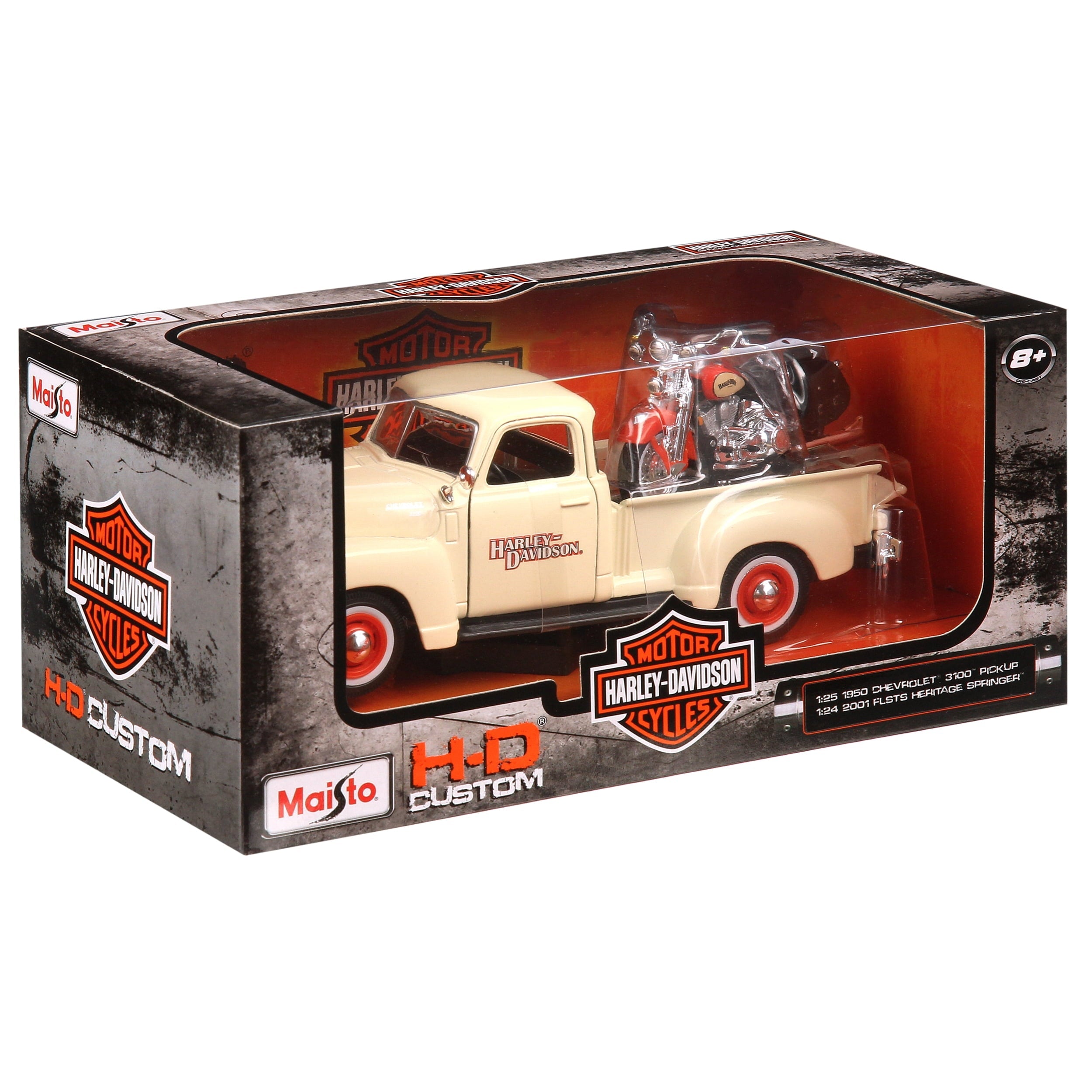 1:24 H-D '01 FLSTS Her Sprngr + '50 Chevy 3100