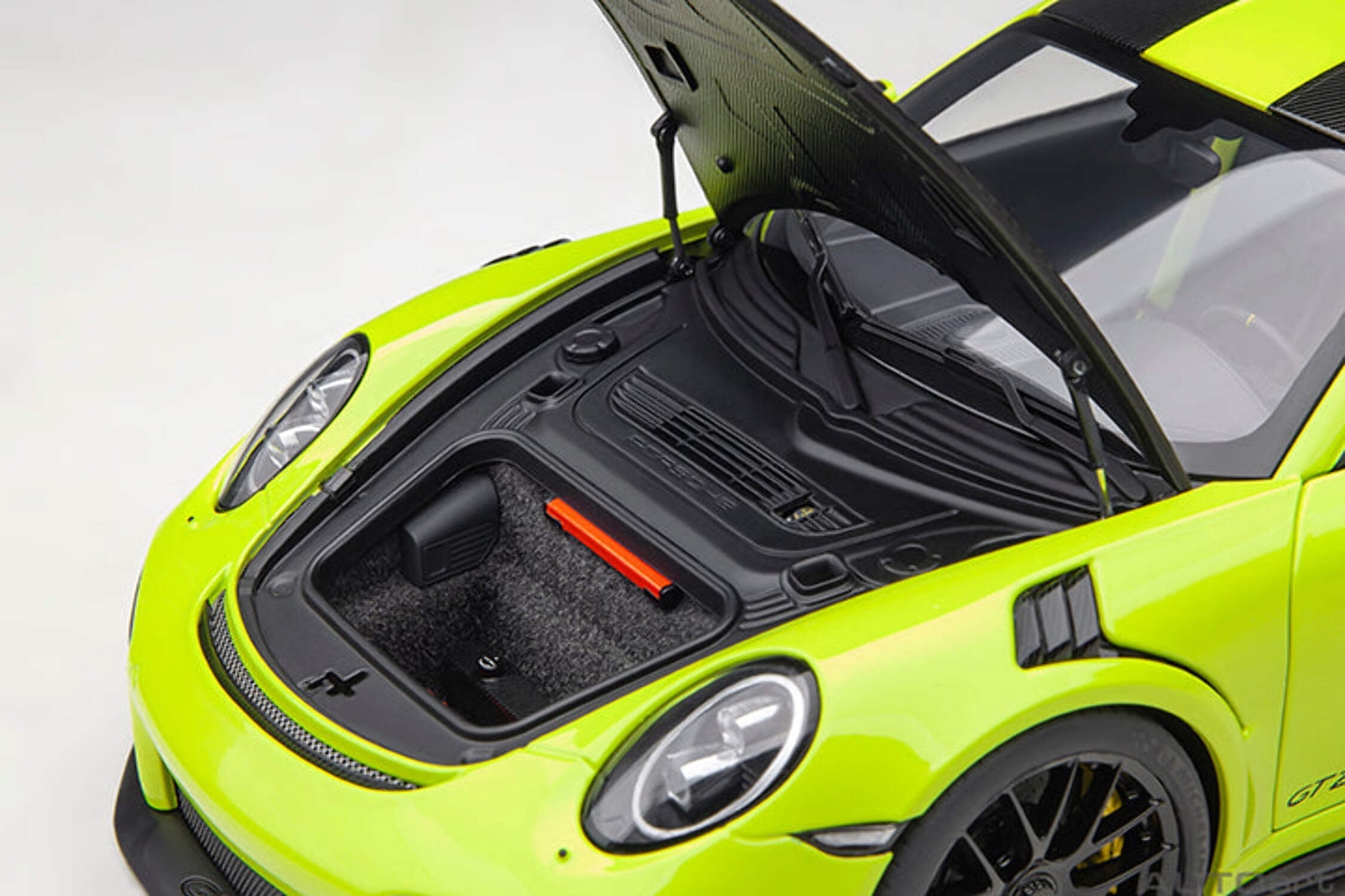 Porsche 911 (991.2) GT2 RS Weissach Package Acid Green with Carbon Stripes 1/18 Model Car by Autoart