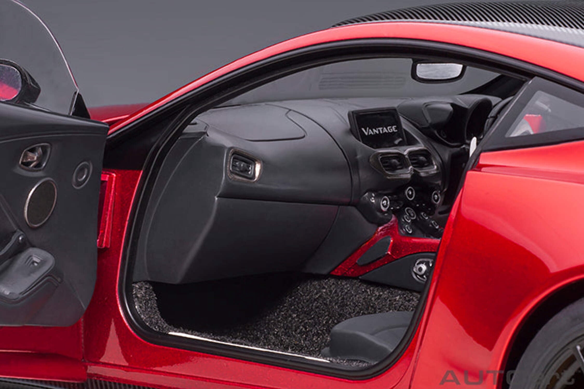 2019 Aston Martin Vantage RHD (Right Hand Drive) Hyper Red Metallic with Carbon Top 1/18 Model Car by Autoart