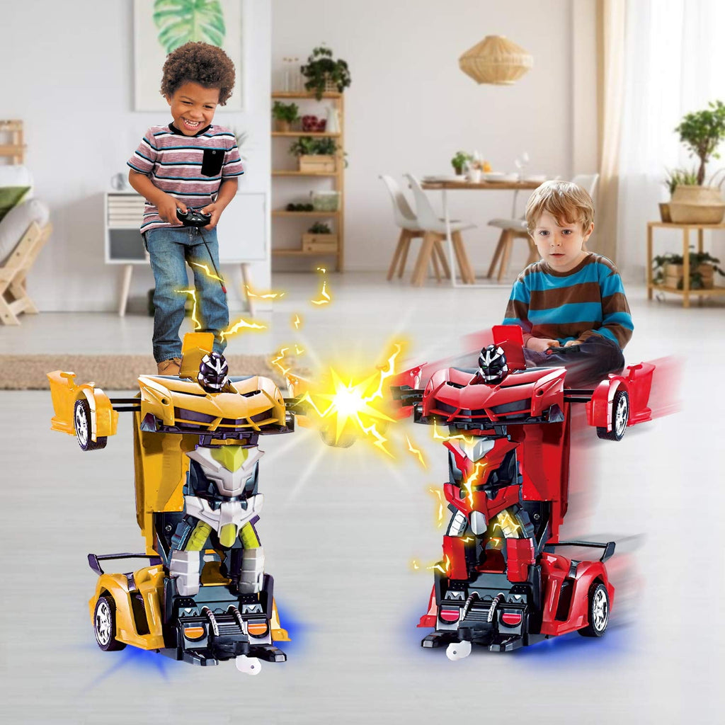 Remote Control Transform Car Robot Toy 2.4Ghz 1:18 Rechargeable 360°Rotating Stunt Race Car Toys
