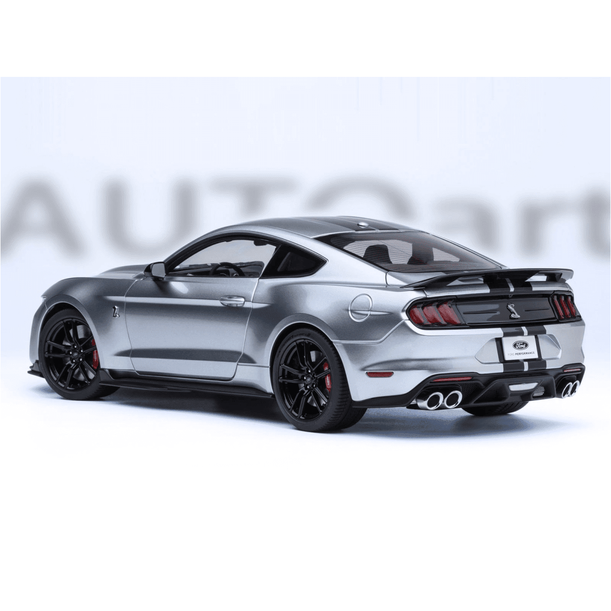 Ford Mustang Shelby GT500 Iconic Silver Metallic with Black Stripes 1/18 Model Car by Autoart