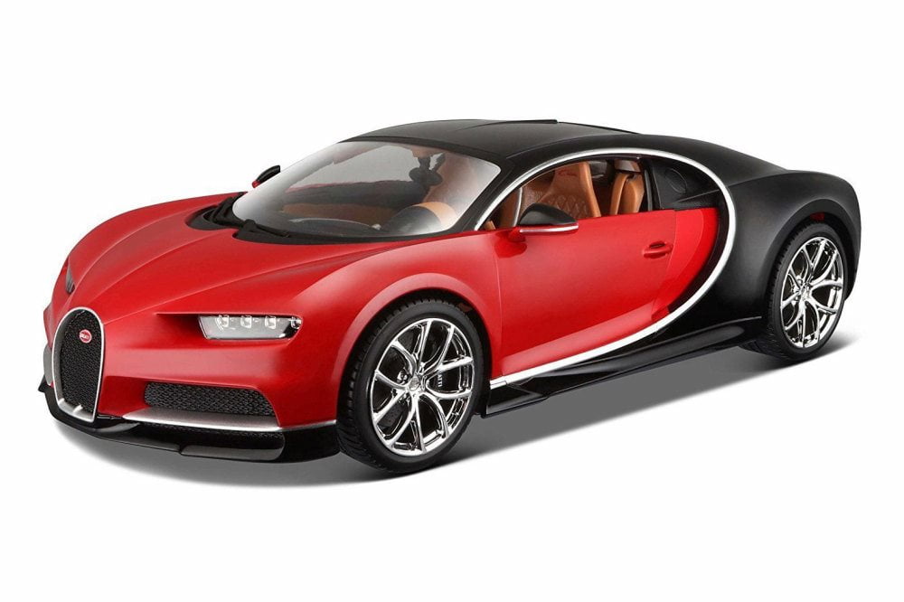 2016 Bugatti Chiron Red with Black 1/18 Diecast Model Car by Bburago