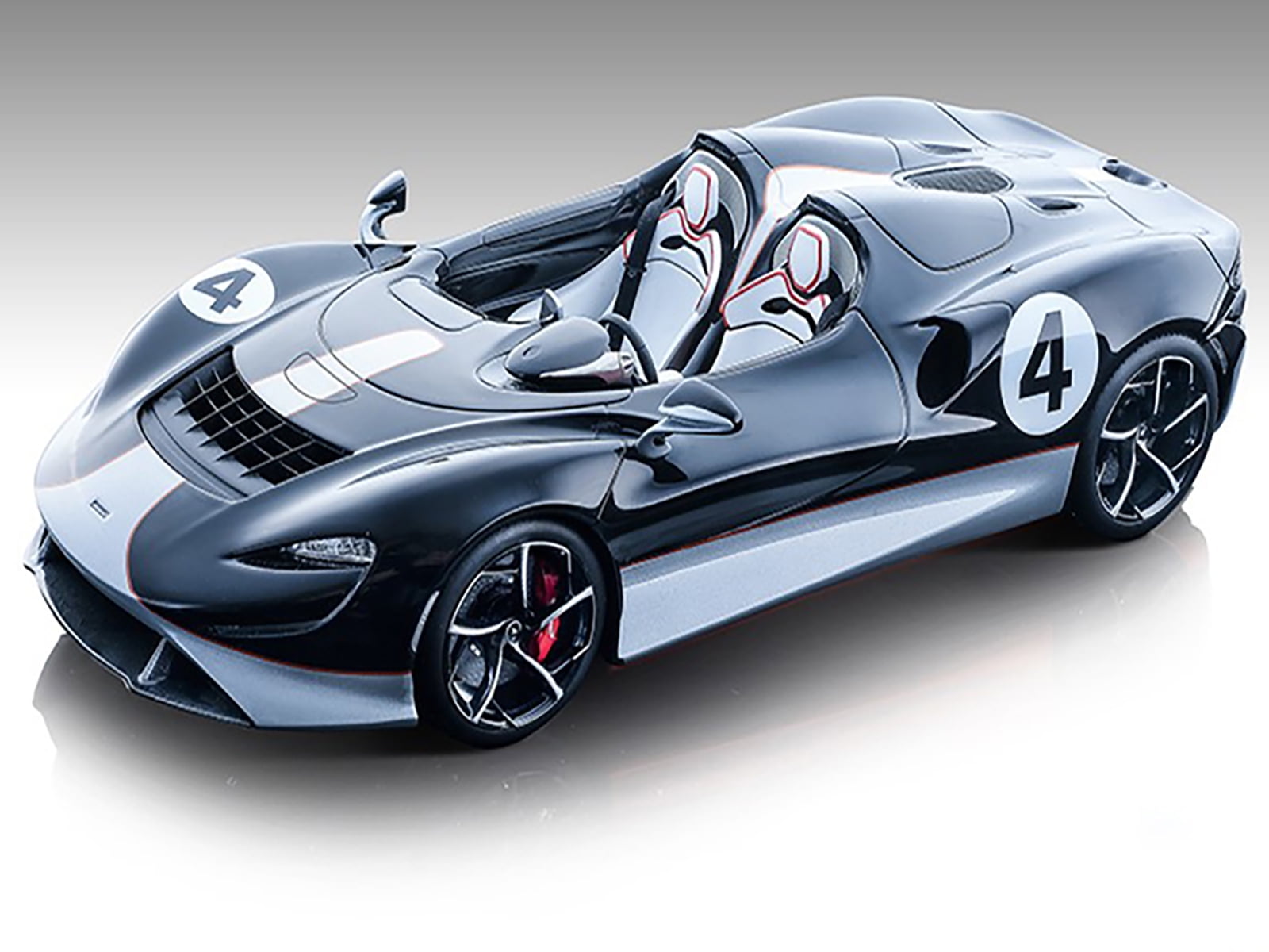 2020 McLaren Elva Convertible #4 Black w/Silver Accents "Exclusive Collection" Ltd Ed to 79 pcs 1/18 Model Car by Tecnomodel