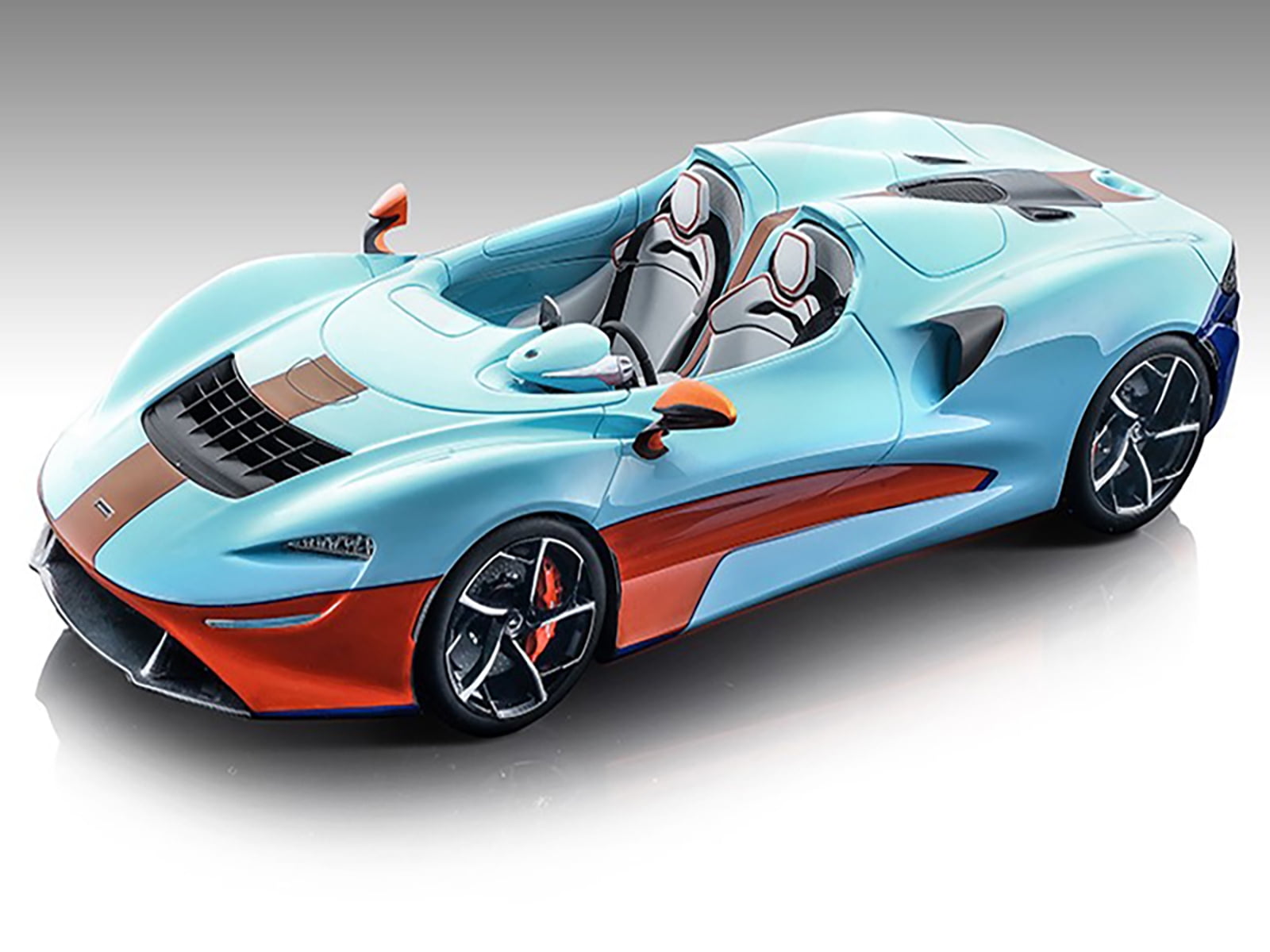 2020 McLaren Elva Convertible Light Blue w/Orange Accents "Exclusive Collection" Ltd Ed to 79 pcs 1/18 Model Car by Tecnomodel