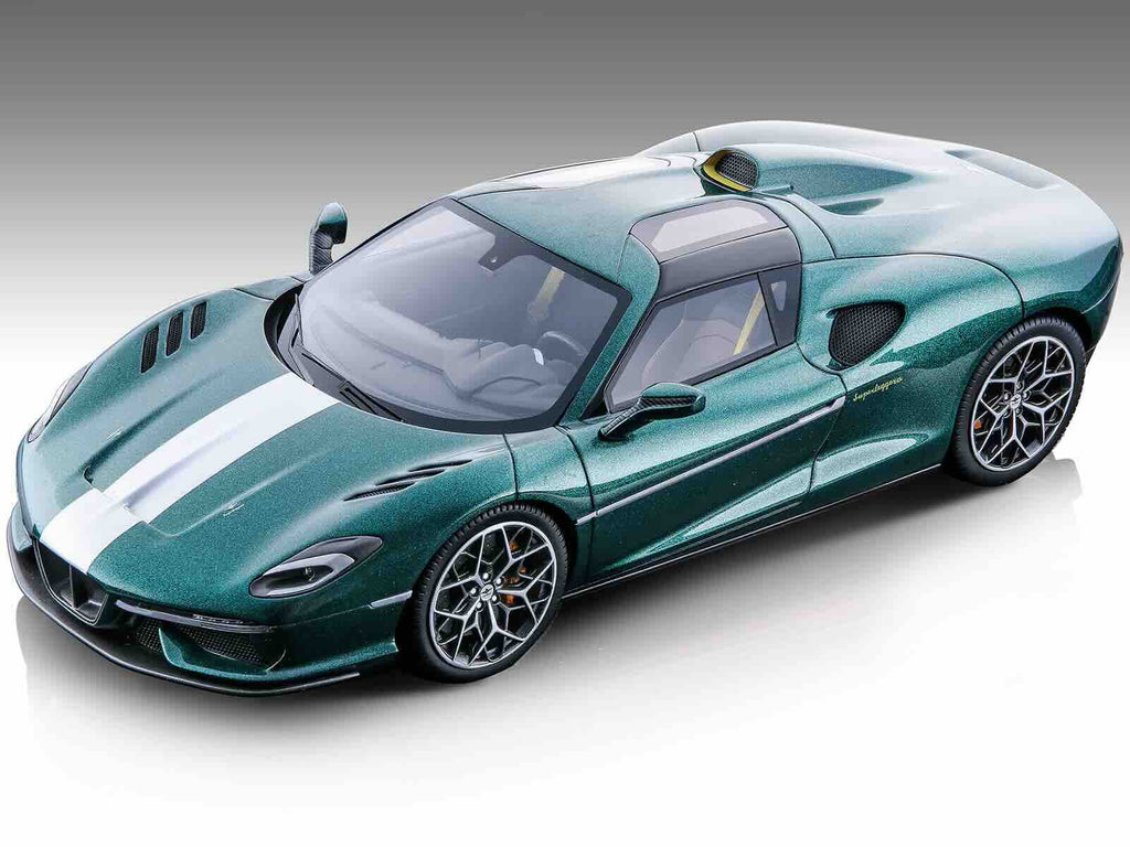 2020 Touring Superleggera Arese RH95 Green Met. w/White Stripes "Mythos Series" Ltd Ed to 70 pcs 1/18 Model Car by Tecnomodel