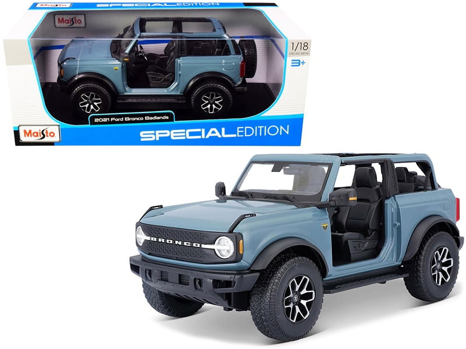 2021 Ford Bronco Badlands, Blue - Maisto 31457BL - 1/18 scale Diecast Model Toy Car