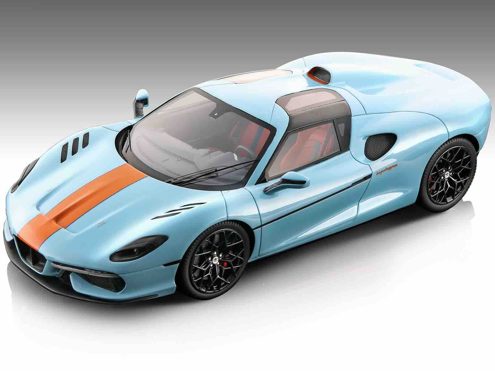 2021 Touring Superleggera Arese RH95 Light Blue w/Orange Stripes "Gulf Livery" Ltd Ed to 65 pieces 1/18 Model Car by Tecnomodel