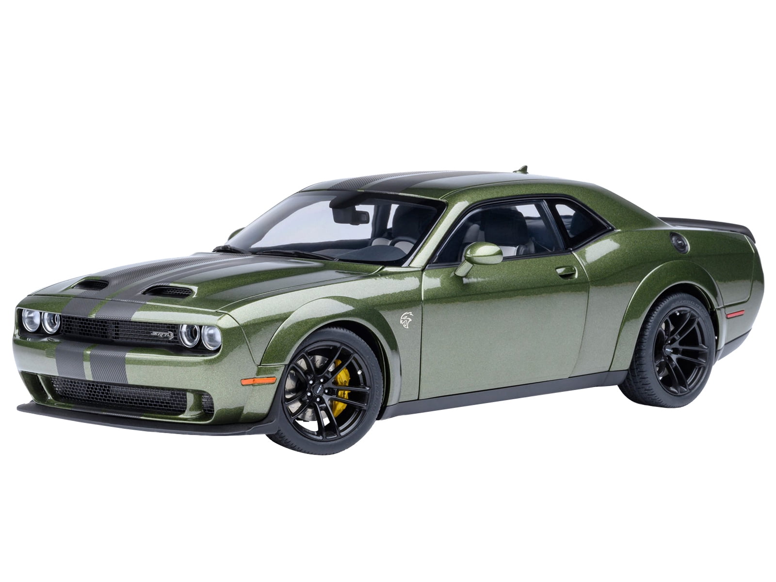 2022 Dodge Challenger SRT Jailbreak F8 Green with Carbon Stripes 1/18 Model Car by Autoart