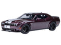 2022 Dodge Challenger SRT Jailbreak Hellraisin Purple with White Stripes 1/18 Model Car by Autoart