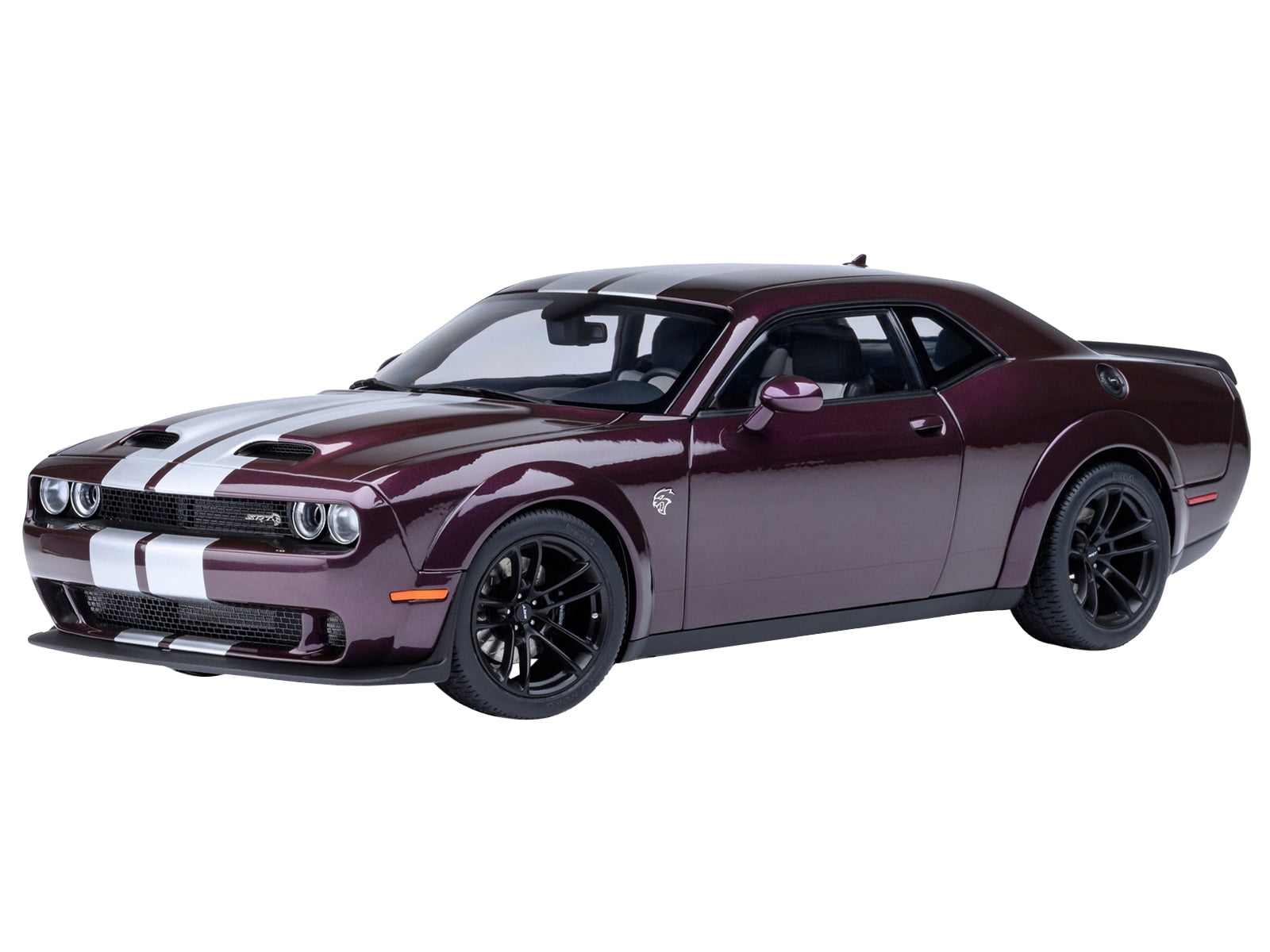2022 Dodge Challenger SRT Jailbreak Hellraisin Purple with White Stripes 1/18 Model Car by Autoart