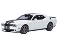 2023 Dodge Challenger SRT Super Stock Knuckle White with Carbon Stripes 1/18 Model Car by Autoart